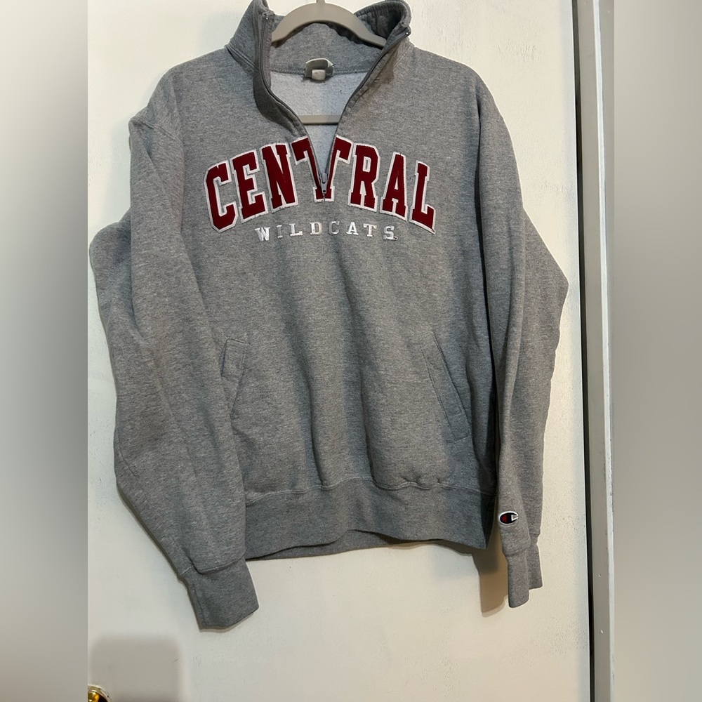 Vintage Central High School Halfzip Sweatshirt Central High School Big Logo